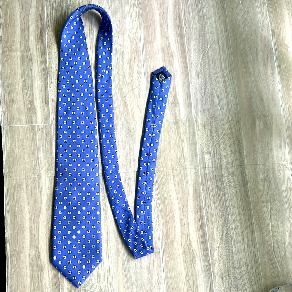 Land’s End Blue Silk Tie with floral pattern